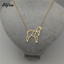 Elfin Origami Alpaca Necklace Origami Alpaca Charm Female and Male Gift Necklace Fashion Women Jewellery Geometric Jewellery