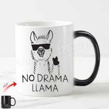 Funny No Prob-Llama Magic Mug Novelty No Drama Llama Coffee Mug Tea Cups Humor Joke Creative Ceramic Gift Cool Color Change 11oz